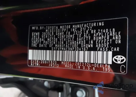 2022 Toyota Corolla Le from USA, damaged, VIN 5YFVPMAE9NP304167